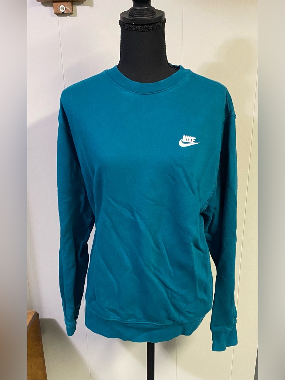 Nike Teal Blue Crewneck Sweatshirt with White Swoosh